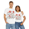 Wildflowers and Pink Roses, Graphic T-Shirts for Women, Floral Shirt, Womens Short Sleeve, Ladies Graphic Tees #5015TTS