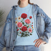 Wildflowers and Pink & Red Roses, Graphic T-Shirts for Women, Floral Shirt, Womens Short Sleeve, Ladies Graphic Tees #5134TTS