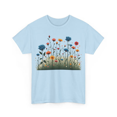 Wildflowers and Blue Roses, Graphic T-Shirts for Women, Floral Shirt, Womens Short Sleeve, Ladies Graphic Tees #5050TTS