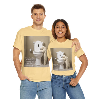 Please Put the Seat Down, Seriously, It's Not that Complicated, Polar Bear Toilet Seat Down, Seat Down Reminder Shirt #5004STS