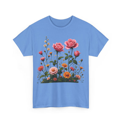 Wildflowers and Pink Roses, Graphic T-Shirts for Women, Floral Shirt, Womens Short Sleeve, Ladies Graphic Tees #5013TTS