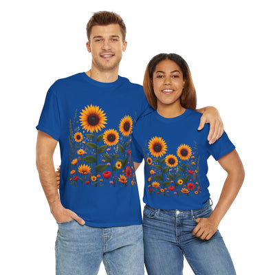 Sunflowers & Wildflowers, Graphic T-Shirts for Women, Floral Shirt, Womens Short Sleeve, Ladies Graphic Tees #5154TTS