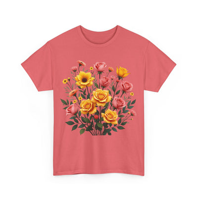 Wildflowers and Pink & Yellow Roses, Graphic T-Shirts for Women, Floral Shirt, Womens Short Sleeve, Ladies Graphic Tees #5139TTS