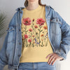 Wildflowers and Pink Roses, Graphic T-Shirts for Women, Floral Shirt, Womens Short Sleeve, Ladies Graphic Tees #5015TTS
