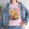 Wildflowers and Pink & Yellow Roses, Graphic T-Shirts for Women, Floral Shirt, Womens Short Sleeve, Ladies Graphic Tees #5137TTS