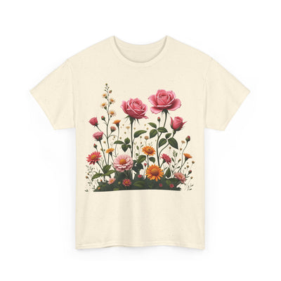 Wildflowers and Pink Roses, Graphic T-Shirts for Women, Floral Shirt, Womens Short Sleeve, Ladies Graphic Tees #5013TTS