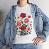 Wildflowers and Pink & Red Roses, Graphic T-Shirts for Women, Floral Shirt, Womens Short Sleeve, Ladies Graphic Tees #5134TTS