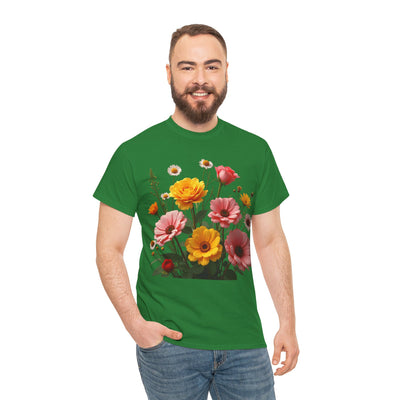 Wildflowers and Pink & Yellow Roses, Graphic T-Shirts for Women, Floral Shirt, Womens Short Sleeve, Ladies Graphic Tees #5147TTS