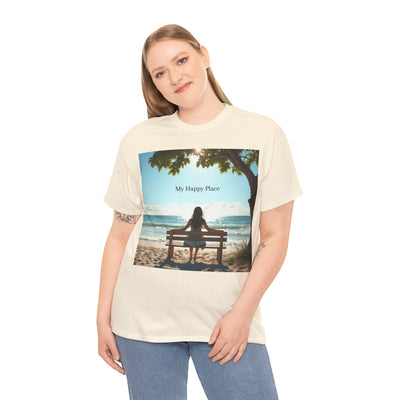 My Happy Place, Woman on Bench, Looking at Waves,Safe Place T-Shirt, Finding My Happy Place Top, Ocean Waves,#5003STS