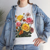 Wildflowers and Pink & Yellow Roses, Graphic T-Shirts for Women, Floral Shirt, Womens Short Sleeve, Ladies Graphic Tees #5148TTS