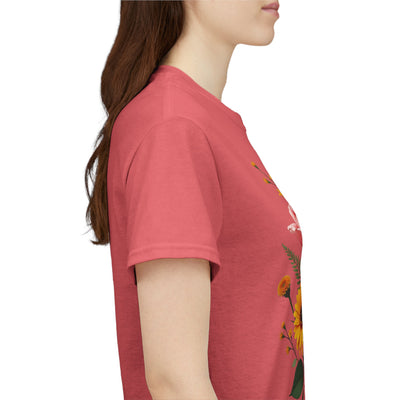 Wildflowers and Pink & Yellow Roses, Graphic T-Shirts for Women, Floral Shirt, Womens Short Sleeve, Ladies Graphic Tees #5146TTS