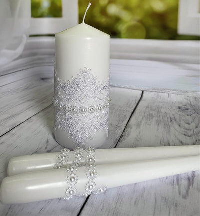 Magik Life Unity Candle Set for Wedding - Wedding Unity Set for Reception and Ceremony - Candle Sets - 6 Inch Pillar and 2 * 10 Inch Tapers