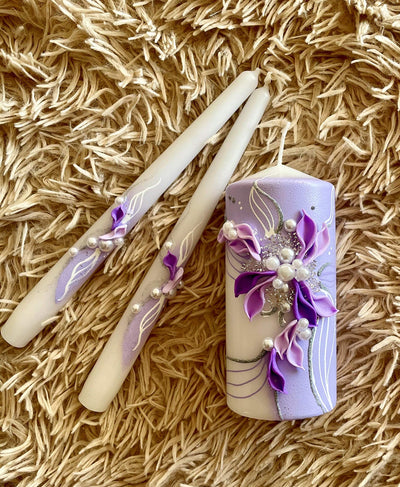 Magik Life Unity Candle Set for Wedding - Wedding Unity Set for Reception and Ceremony - Candle Sets - 6 Inch Pillar and 2 * 10 Inch Tapers-Royal Violet