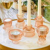 Set of Pink Glass Candle Holders