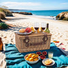 Wicker Picnic Basket at Beach with food