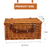 brown Wicker Picnic Basket closed with dimensions