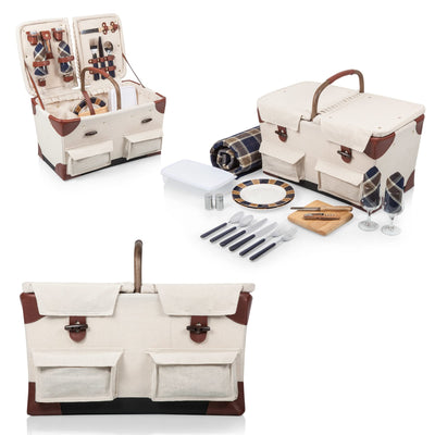 canvas white picnic basket for two 3 images