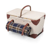 canvas white picnic basket for two closed side view