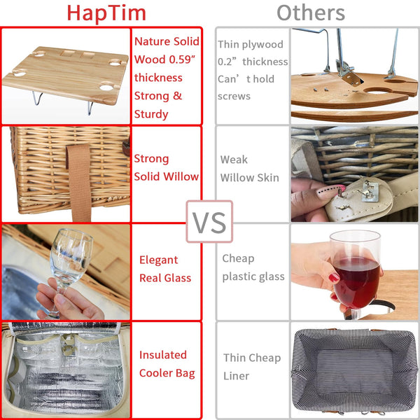 natural wicker insulated picnic basket  with mini table 8 views