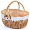 natural wicker picnic basket  closed oval body