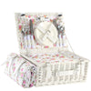 open set of 4 white and pink picnic basket 