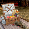 picnic basket brown wicker open for 2 people with blanket green 