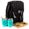 picnic basket wing holder backpack black with cups