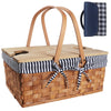 picnic basket with wood lid closed