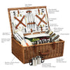 set of 4 picnic basket open wicker