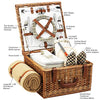 wicker brown picnic basket open with notations